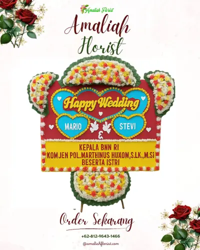 Karangan Papan Bunga Pernikahan di Jati